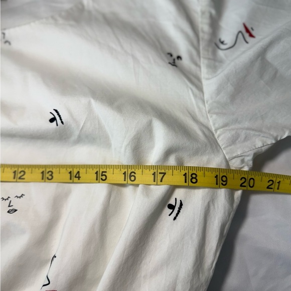 Madewell Women’s‎ Making Faces Bright White Tiered Blouson Dress Abstracts XS - Picture 8 of 14